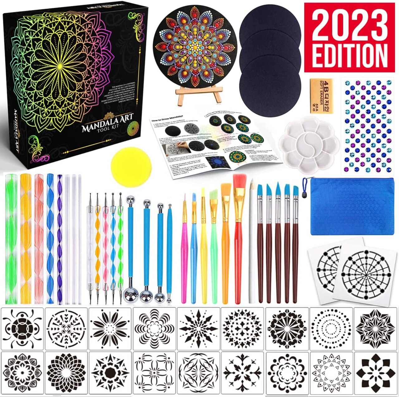 Mandala Dotting Tools Painting Kit - Rock Dot Paint Stencils Tool Set Art  Craft Supplies Kits Tray